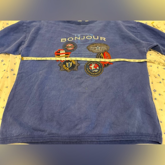 Vintage 90s Size: 18/20 Bonjour Jeans Graphic Oversized Boxy Blue Tee. - Picture 3 of 14